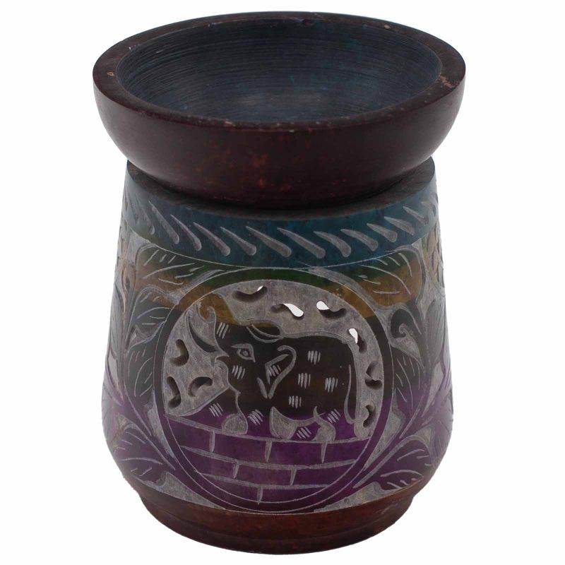 Großer Speckstein-Ölbrenner 13 x 10 cm – Elefant – fünf Farben