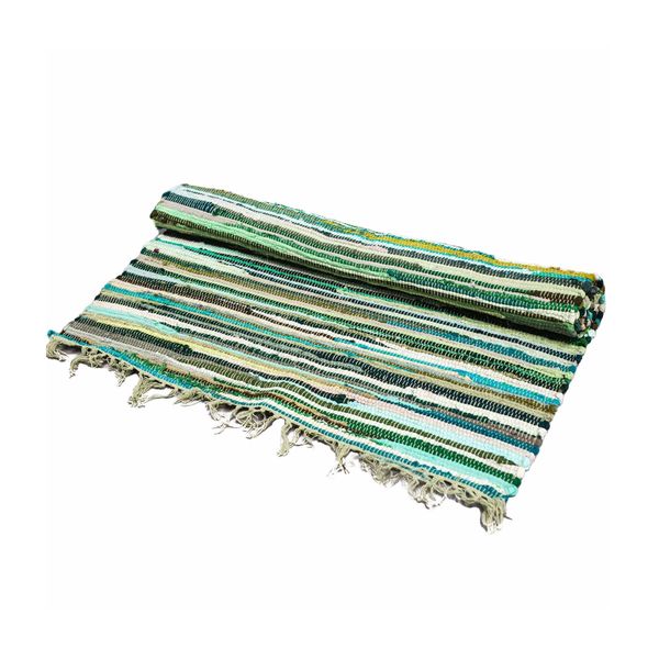 Kleiner Flickenteppich – 50 x 90 cm – Premium-Qualität – natürliche Grüntöne