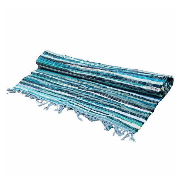 Großer Flickenteppich – 150 x 90 cm – Premium-Qualität – Aqua Blues