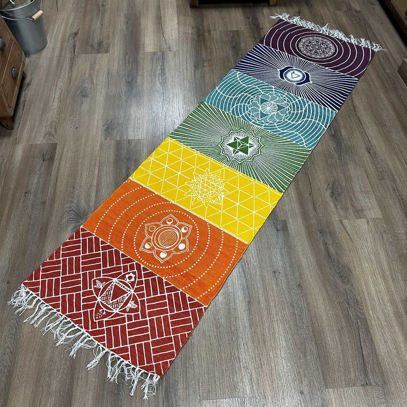 Yogateppich aus 100 % Baumwolle – 60 x 200 cm – 7 Chakren