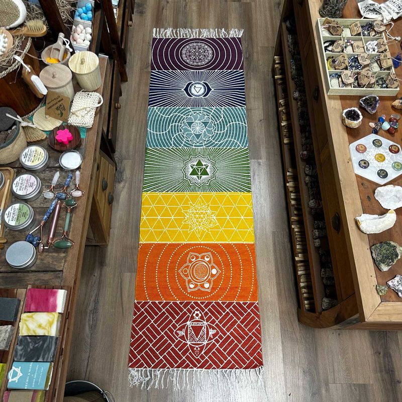 Yogateppich aus 100 % Baumwolle – 60 x 200 cm – 7 Chakren