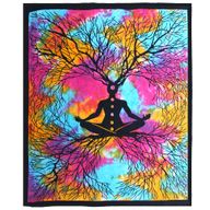 Doppelte Tagesdecke aus Baumwolle + Wandbehang - Yoga Tree