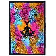 Einzel-Tagesdecke aus Baumwolle + Wandbehang - Yoga Tree