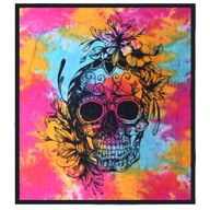 Doppelte Tagesdecke aus Baumwolle + Wandbehang – Totenkopf zum Tag der Toten