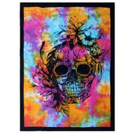 Einzel-Tagesdecke aus Baumwolle + Wandbehang – Tag der Toten-Totenkopf