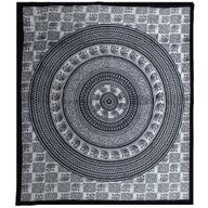 Doppelte Tagesdecke aus Baumwolle + Wandbehang - Mono - Elefanten-Mandala