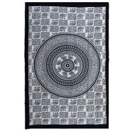 Einzel-Tagesdecke aus Baumwolle + Wandbehang – Mono – Elefanten-Mandala