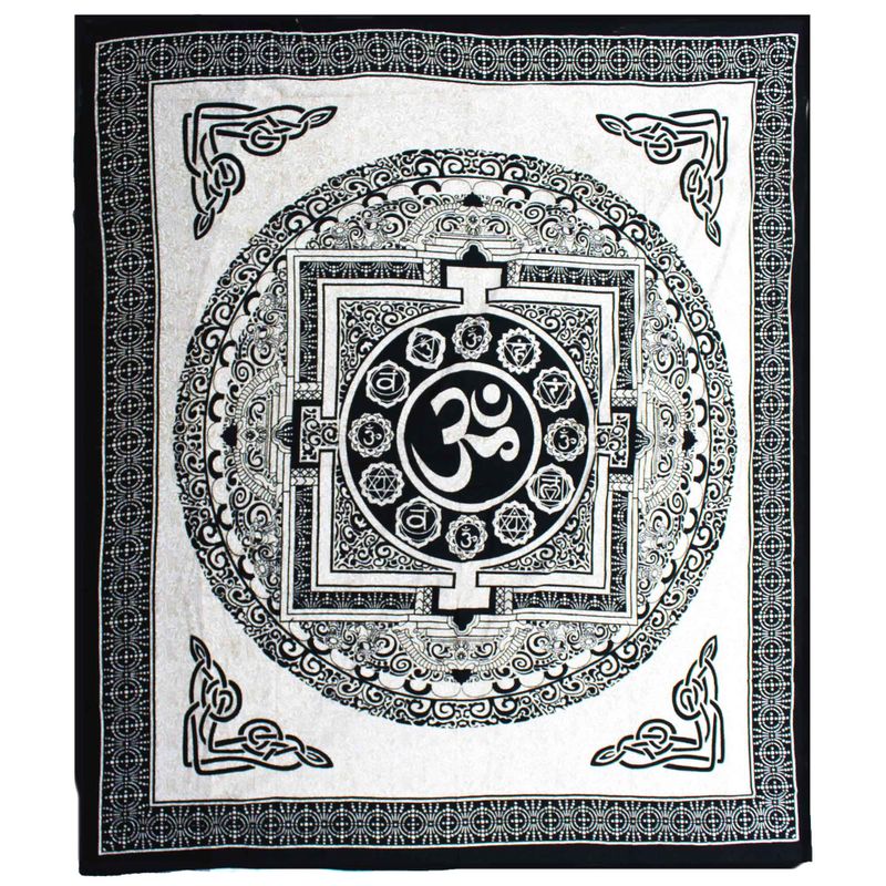 Doppelte Tagesdecke aus Baumwolle + Wandbehang - Mono - OM Mandala