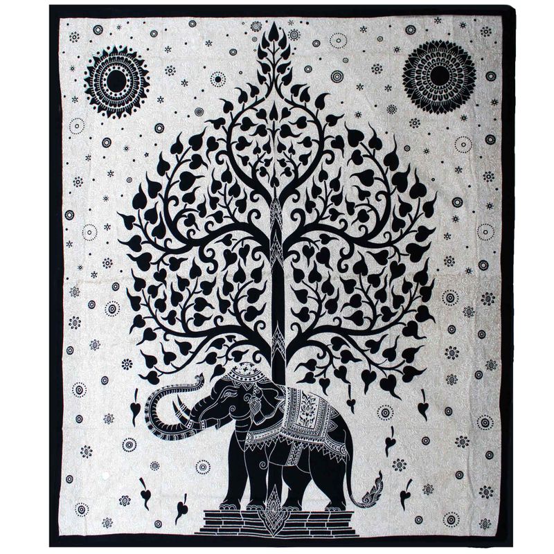 Doppelte Tagesdecke aus Baumwolle + Wandbehang - Mono - Elefantenbaum