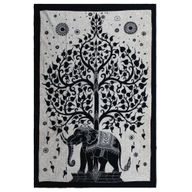 Einzel-Tagesdecke aus Baumwolle + Wandbehang - Mono - Elefantenbaum