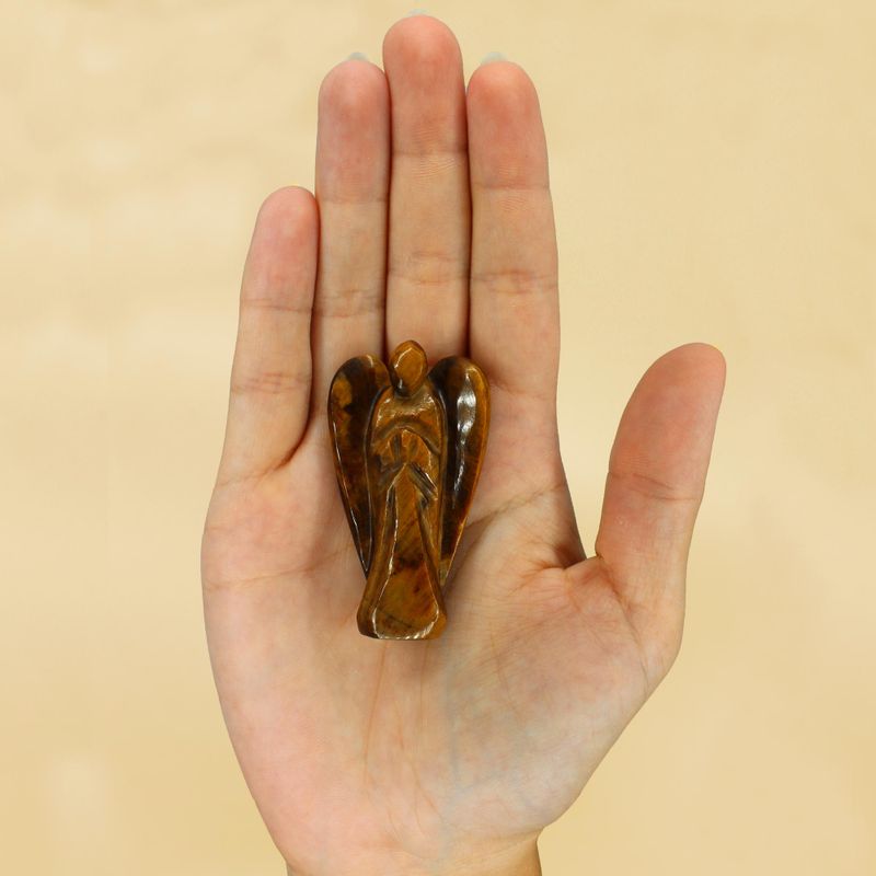 Handgeschnitzter Edelsteinengel - Tigerauge