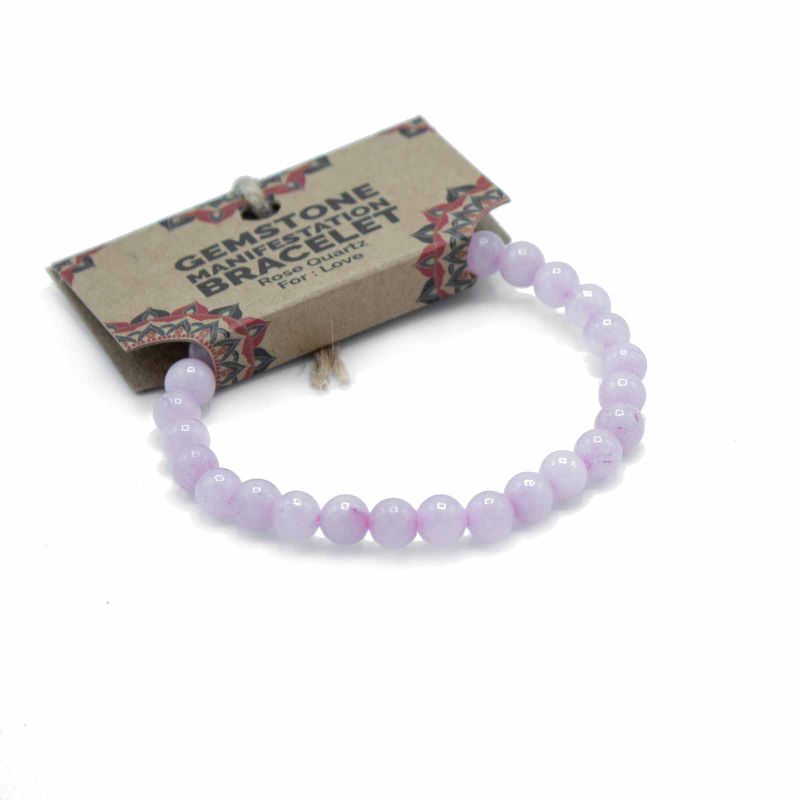 Edelstein-Manifestationen-Armband – Rosenquarz – Liebe