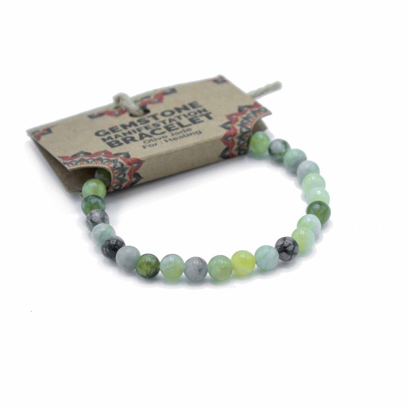 Edelstein-Manifestationen-Armband – Olivenjade – Heilung