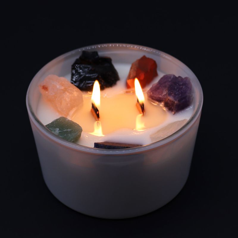 Große Chakra-Kristallkerzen – Sieben Chakra