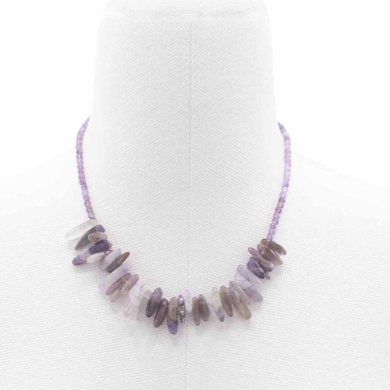 Langstein-Edelstein-Halskette – Amethyst