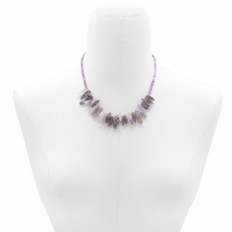 Langstein-Edelstein-Halskette – Amethyst