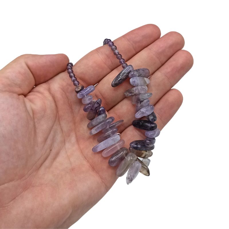 Langstein-Edelstein-Halskette – Amethyst