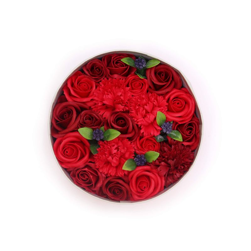 Runde Box – klassische rote Rosen