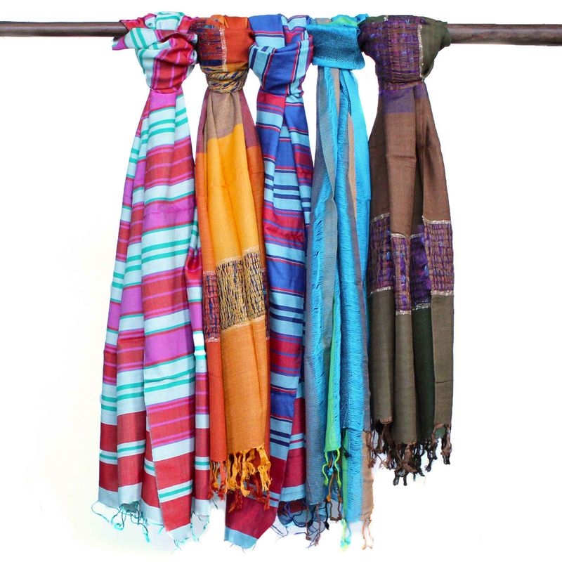 Große indische Boho-Schals - 75x180cm - Zufällige Blautöne