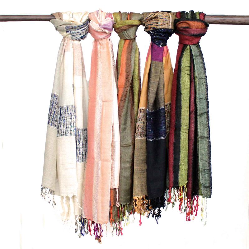 Große indische Boho-Schals - 75x180cm - Zufällige Grüntöne