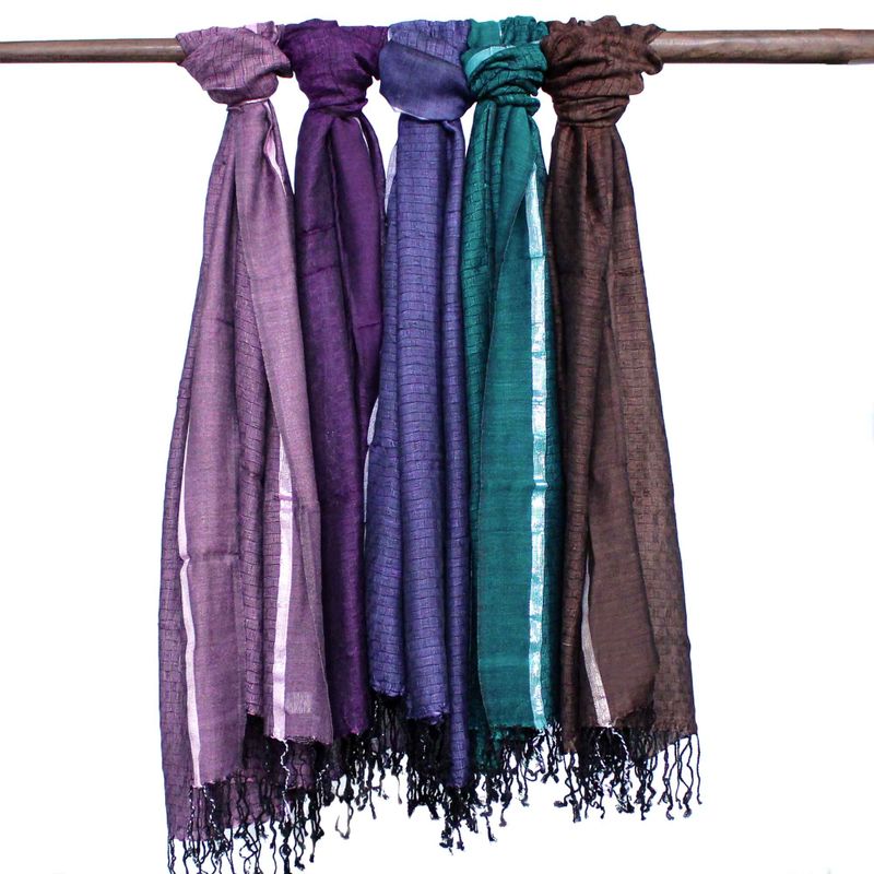 Große indische Boho-Schals- 75x180cm- Zufällige Farben mit Goldfaden