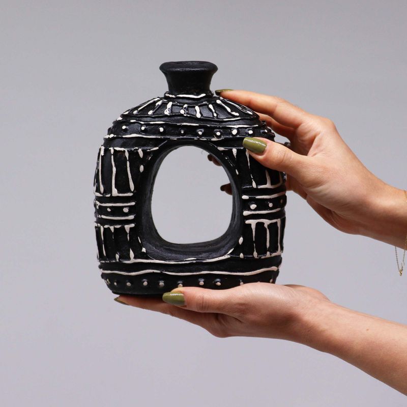 Ovale Vase in Donutform – Schokolade 18 cm