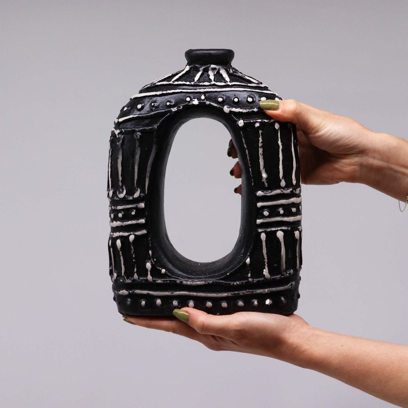 Ovale Vase in Donutform – Schokolade 23 cm