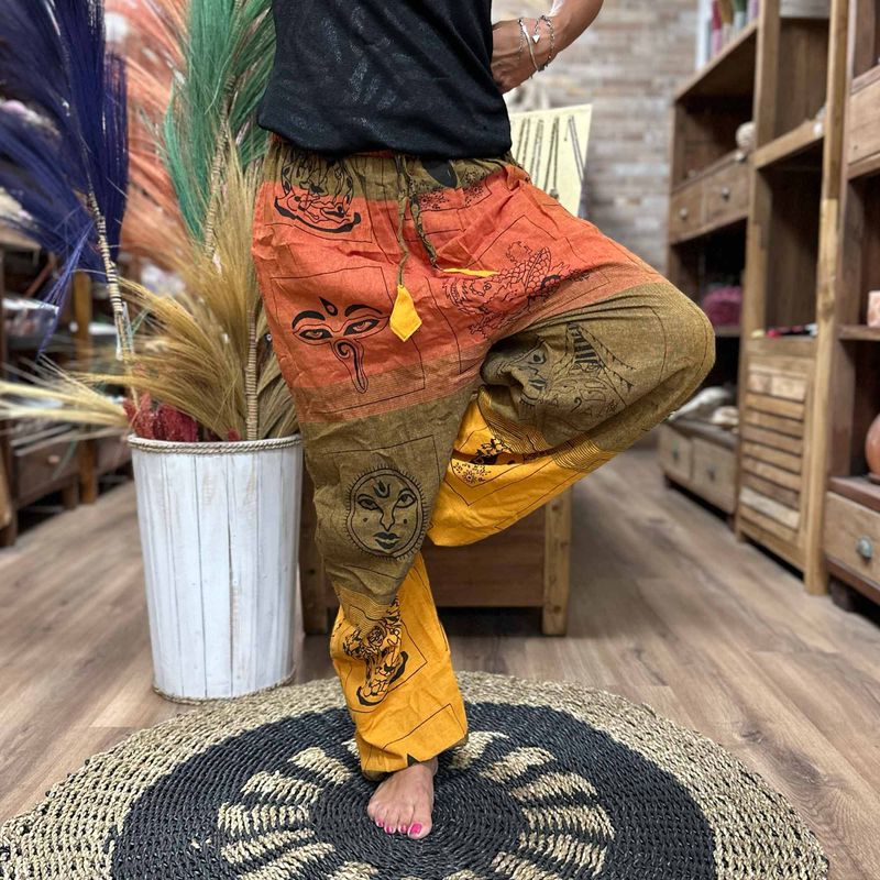 Yoga- und Festivalhose – High Cross Himalayan Print auf Orange
