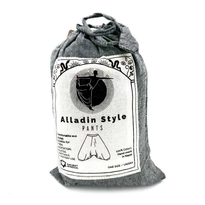 Yoga- und Festivalhose – Aladdin Himalayan Print auf Grau