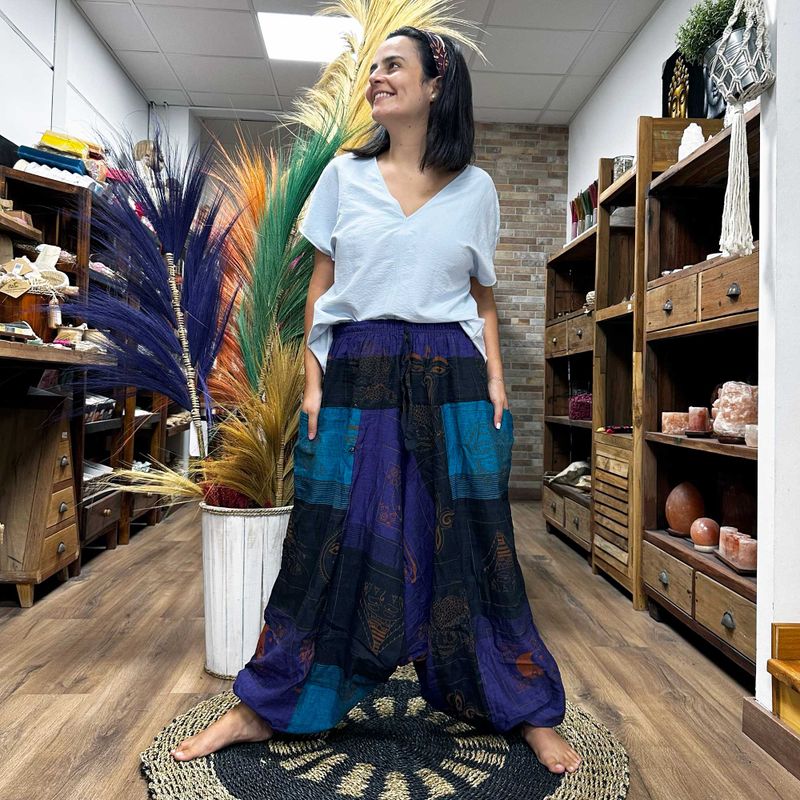 Yoga- und Festivalhose - Aladdin Himalayan Print auf Lila