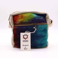 Batik-Hanf-Umhängetasche mit 1 Reißverschluss