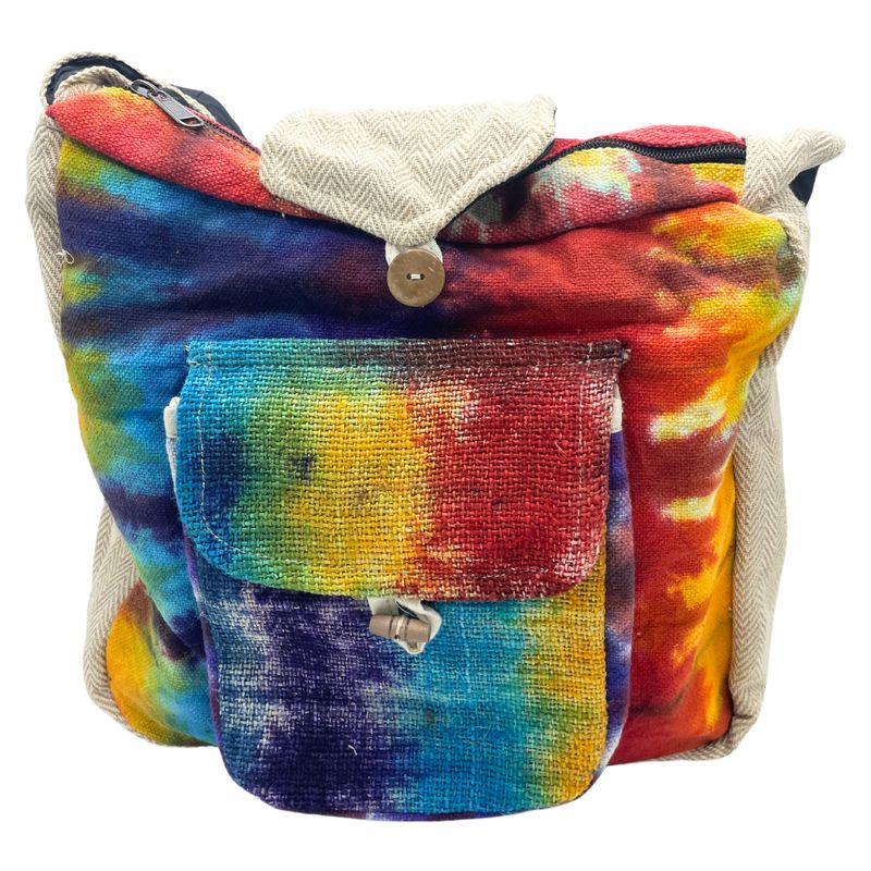 Batik-Hanf-Lerntasche mit Vordertasche