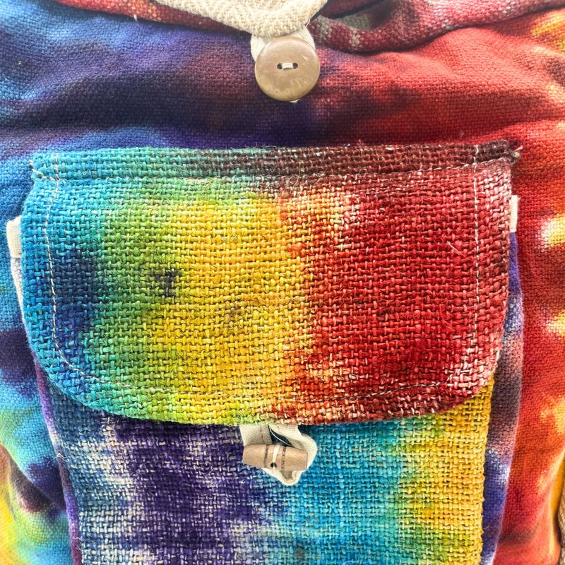 Batik-Hanf-Lerntasche mit Vordertasche