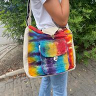 Batik-Hanf-Lerntasche mit Vordertasche