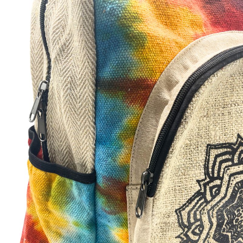 Großer Rucksack aus Tiedye-Hanf – Mandala