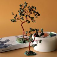 Edelsteinbaum - Grüner Aventurin auf grüner Achatbasis (35 Steine)