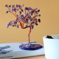 Großer Edelsteinbaum - Amethyst auf natürlicher Achatbasis (100 Steine)