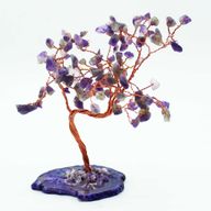 Großer Edelsteinbaum - Amethyst auf natürlicher Achatbasis (100 Steine)