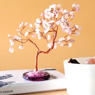 Großer Edelsteinbaum - Rosenquarz auf rosa Achatbasis (100 Steine)