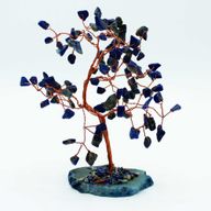 Großer Edelsteinbaum - Lapislazuli auf blauer Achatbasis (100 Steine)