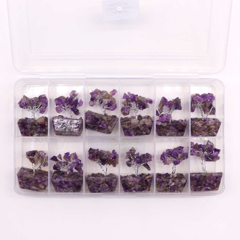 Mini-Edelsteinbäume auf Orgonitbasis - Amethyst (15 Steine)
