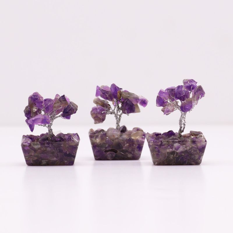 Mini-Edelsteinbäume auf Orgonitbasis - Amethyst (15 Steine)