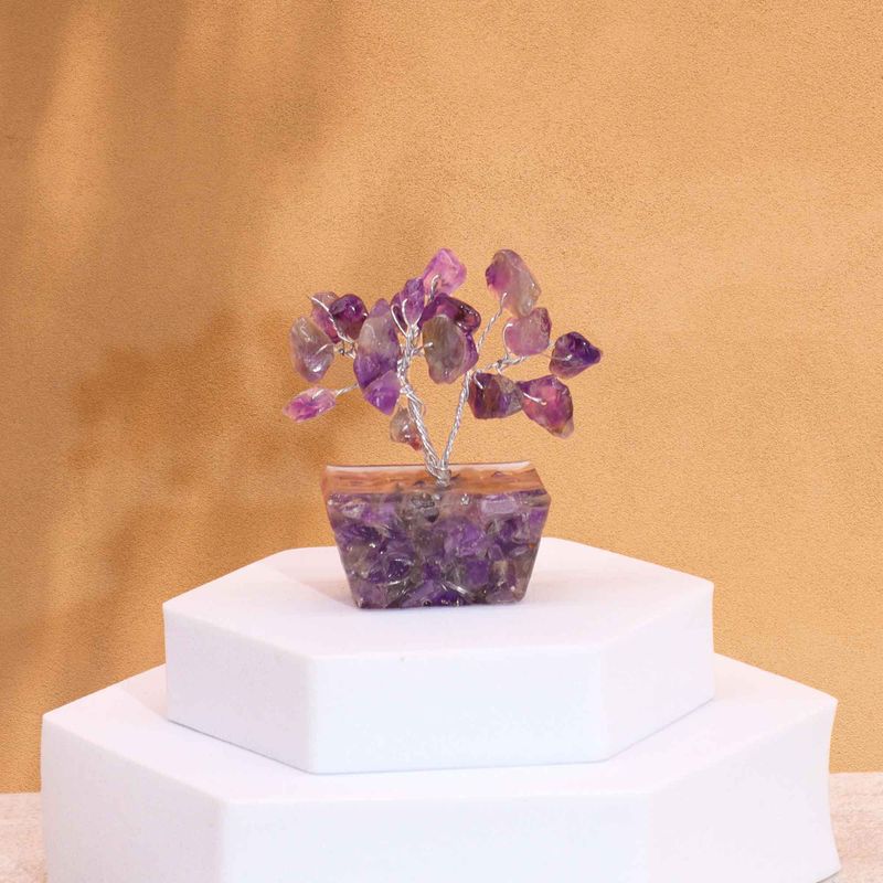 Mini-Edelsteinbäume auf Orgonitbasis - Amethyst (15 Steine)