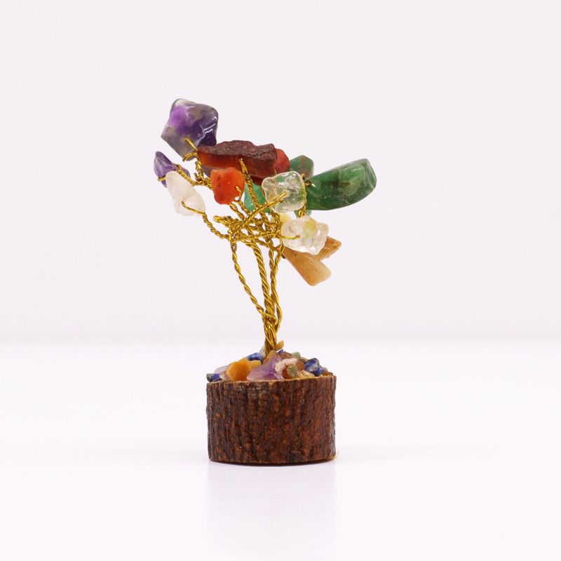 Mini-Edelsteinbäume auf Holzsockel – mehrere Steine (15 Steine)