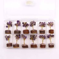 Mini-Edelsteinbäume auf Holzsockel – Amethyst (15 Steine)