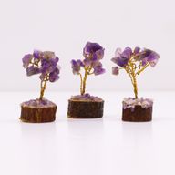 Mini-Edelsteinbäume auf Holzsockel – Amethyst (15 Steine)