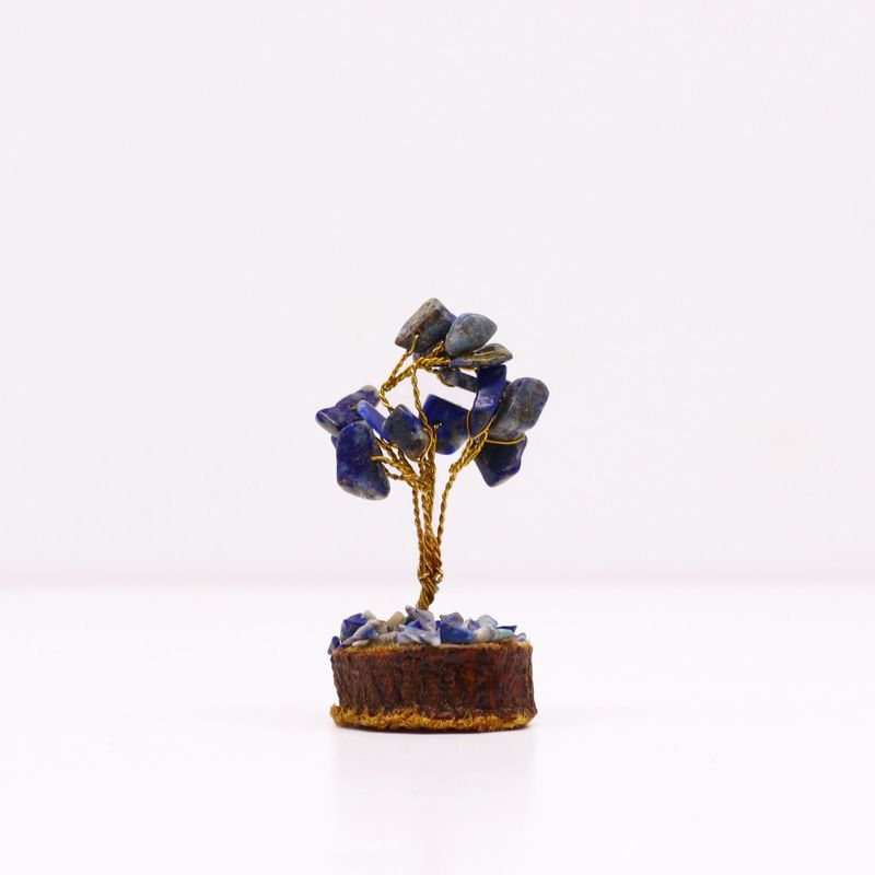 Mini-Edelsteinbäume auf Holzsockel – Sodalith (15 Steine)