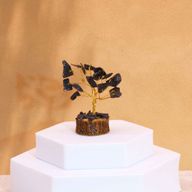 Mini-Edelsteinbäume auf Holzsockel – Schwarzer Achat (15 Steine)