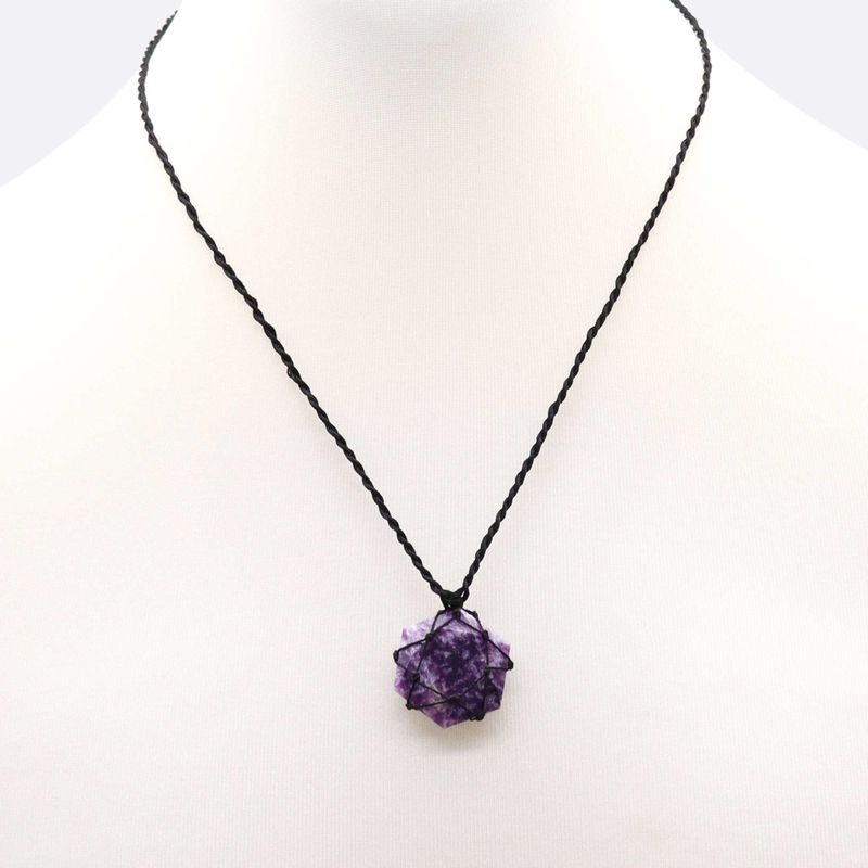 Spitzen-Edelstein-Hexagon-Anhänger – Lepidolit