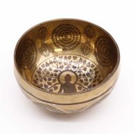 Tibetische Heilschale mit Gravur – 16 cm – Bodhi-Baum-Buddha